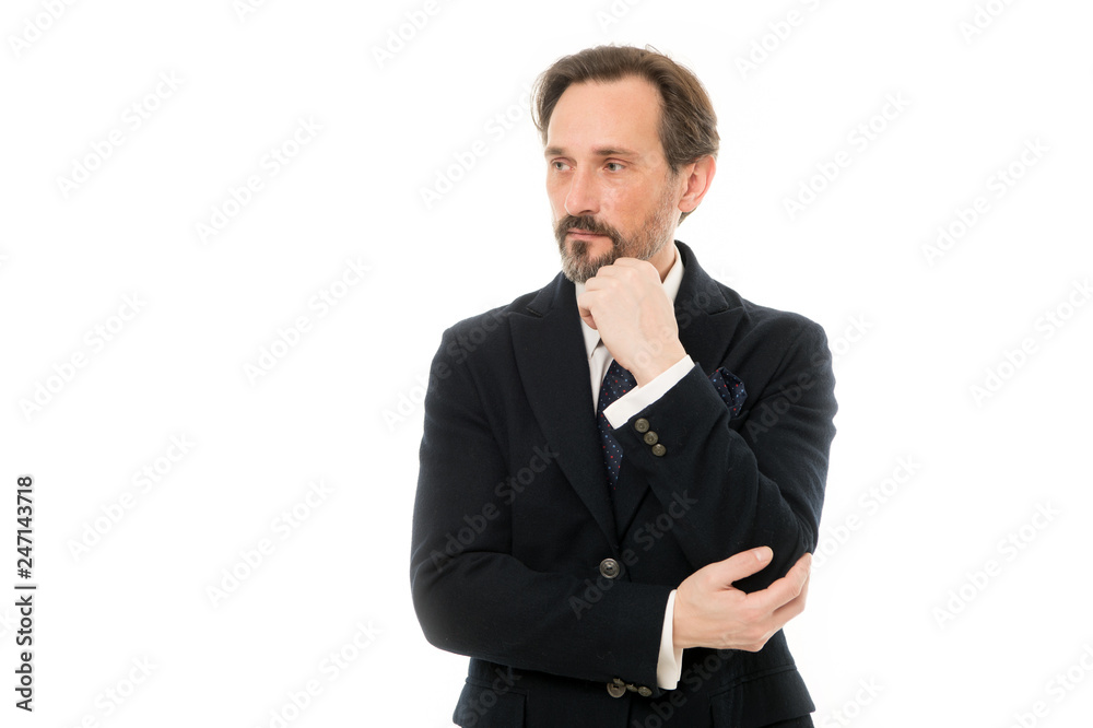 Thinking about solutions. Senior man with grey beard hair. Bearded mature man in business style. Fashionable aged business person. Mature businessman in formal wear. Back to work in a suit and tie Thinking about solutions. Senior man with grey beard hair. Bearded mature man in business style. Fashionable aged business person. Mature businessman in formal wear. Back to work in a suit and tie