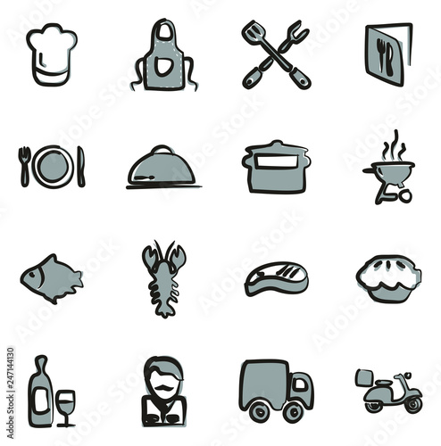 Catering Business Icons Freehand 2 Color