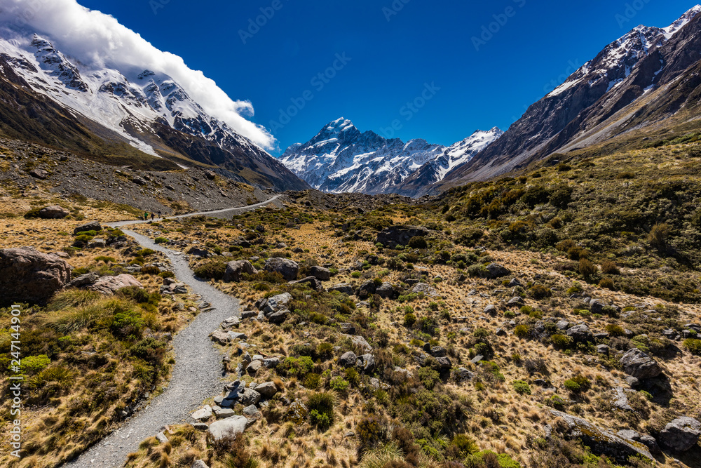 Hooker Valley Track in Aoraki National Park, New Zealand, South Island