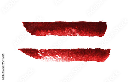Red of color strokes on white background with clipping path