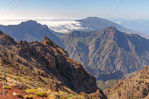 Fototapeta Naklejka Na Ścianę i Meble -  Caldera de Taburiente Natoional Park seen from Roque de los Muchachos Viewpoint, La Palma, Canary Islands