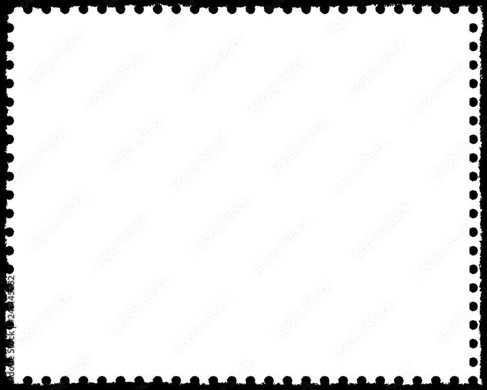 Postage Stamp Decorative Black & White Edge. Type Text Inside, Use as Overlay or for Layer Mask	