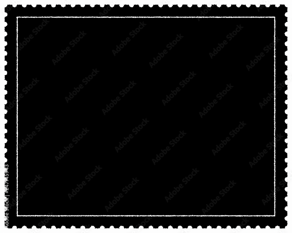 Postage Stamp Decorative Black & White Edge. Type Text Inside, Use as Overlay or for Layer Mask	