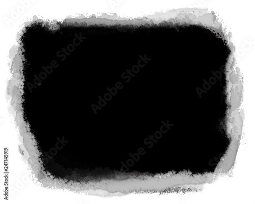 Watercolor Decorative Black & White Edge. Type Text Inside, Use as Overlay or for Layer Mask	