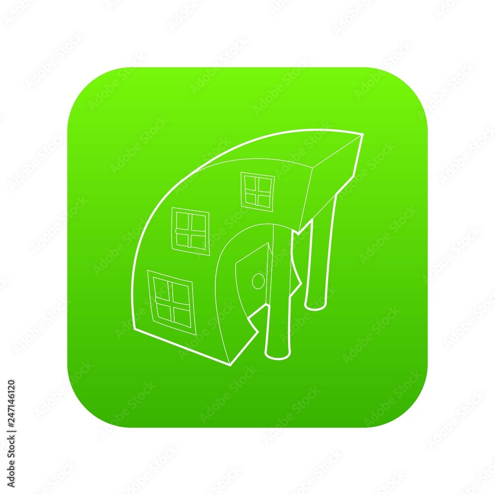Big building icon green vector isolated on white background Big building icon green vector isolated on white background