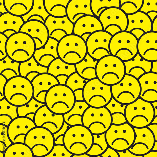 Seamless pattern with sad face icons.