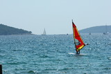 A picture of a windsurf on the sea during the hot summer day. Pictured in Croatia. 
