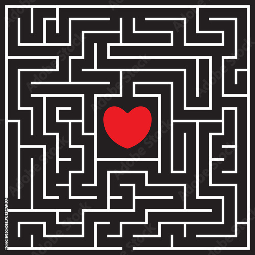 Labyrinth with red heart