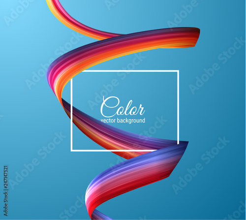3d colorful paint brush stroke ribbon spiral. Vector background.
