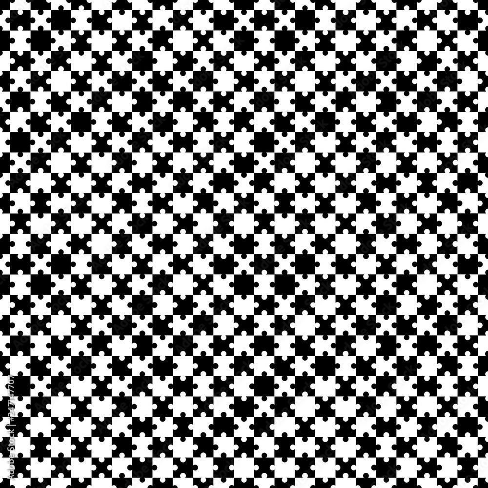 Black and white seamless puzzle pattern Black and white seamless puzzle pattern