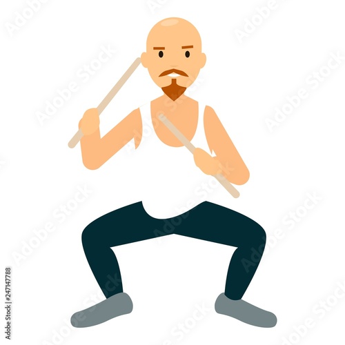 Man drummer icon. Flat illustration of man drummer vector icon for web design