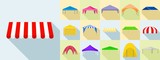 Canopy icons set. Flat set of canopy vector icons for web design