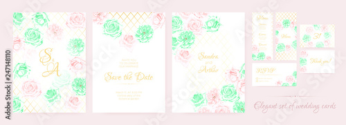 Wedding Cards or Invitation Templates Set.