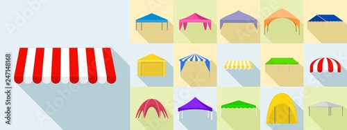 Canopy icons set. Flat set of canopy vector icons for web design