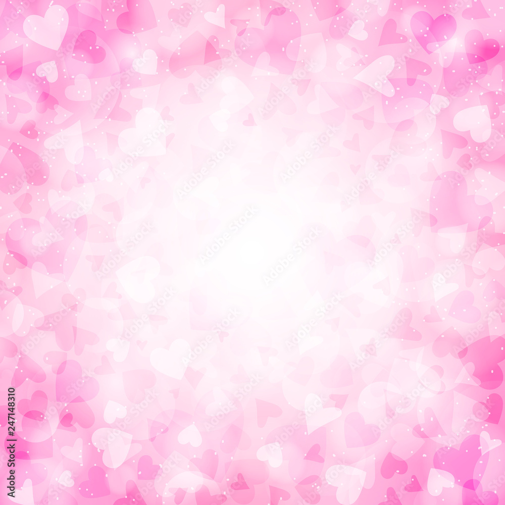 Pink background with hearts for Valentines day