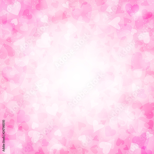 Pink background with hearts for Valentines day