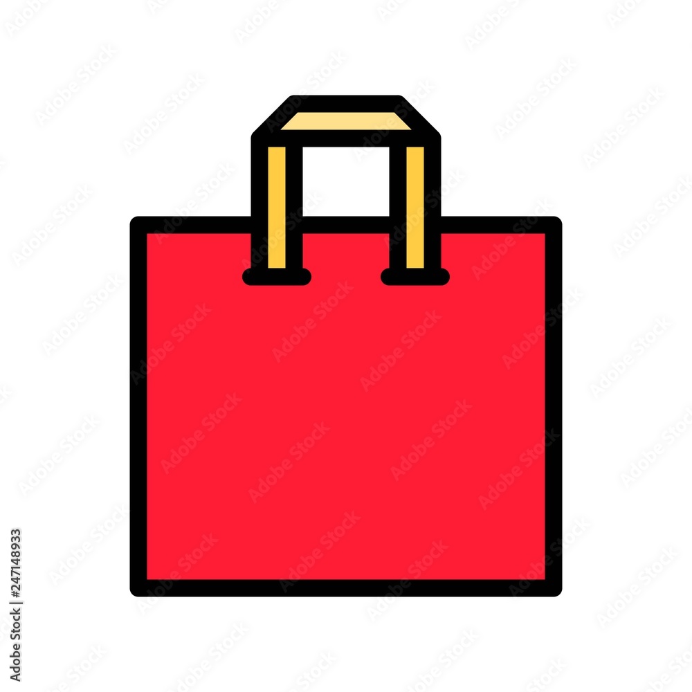 Paper bag vector illustration, filled style editable outline icon Paper bag vector illustration, filled style editable outline icon