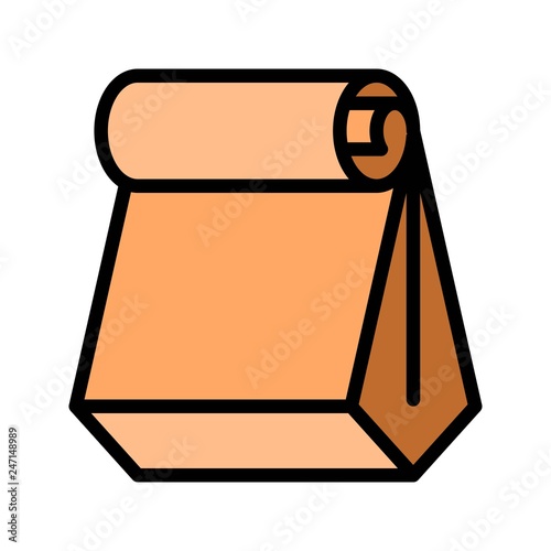 Paper bag vector illustration, filled style editable outline icon