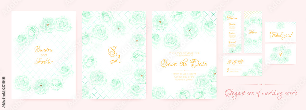 Wedding Invitation, Cards Templates Set.