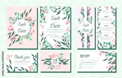 Invite Templates Set with Eucalyptus.