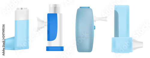 Inhaler icons set. Realistic set of inhaler vector icons for web design isolated on white background