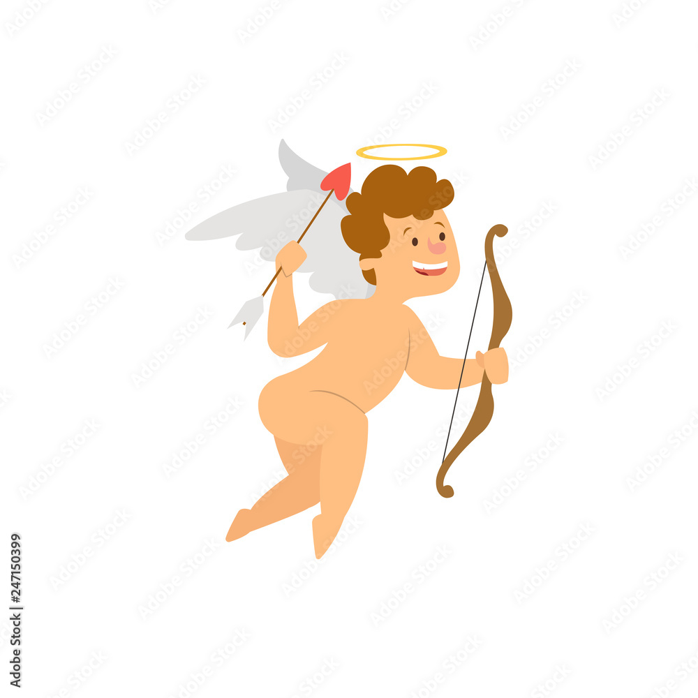 Funny cartoon cupid with bow and arrow. Funny cartoon cupid with bow and arrow.