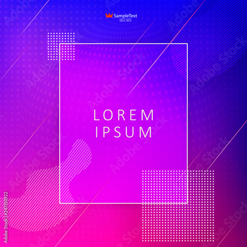 Geometric design of blue and pink hues with the silhouette of oval shapes and squares.