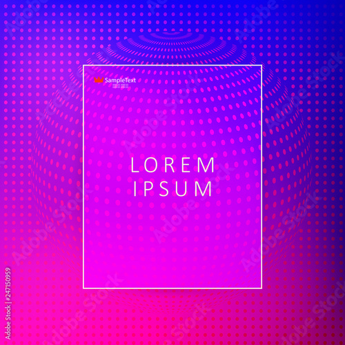 Geometric design of blue and pink hues with the silhouette of a set of dots with a frame.