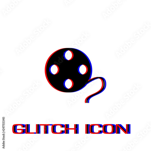 Film reel icon flat.