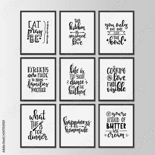 Happy kitchen drawn typography poster. Conceptual handwritten phrase Home and Family T shirt hand lettered calligraphic design.