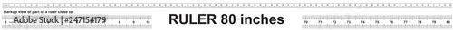 Ruler 80 inch. Precise measuring tool. Inches size indicators.