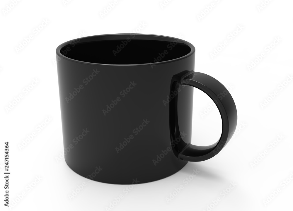 Empty black ceramic mug cup on white background Empty black ceramic mug cup on white background