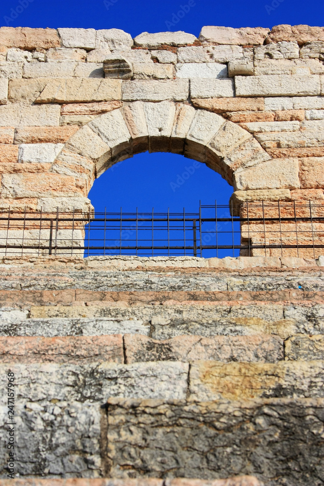 Stone arch of the amphitheater in the city of Verona, Italy Stone arch of the amphitheater in the city of Verona, Italy