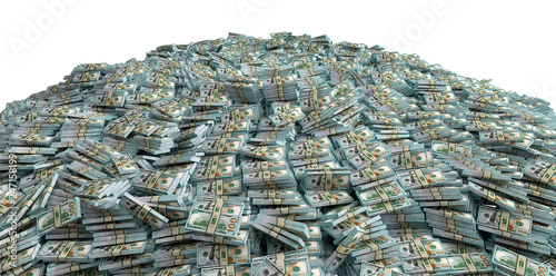Millions of Dollars - Pile of new 100 Dollar Bills - 3D Rendering photo