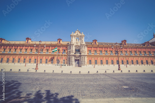 San Telmo palace in Sevilla, Spain. Built in 1682 as the seat of the Seminary School of the University of Navigators. Today houses the Presidency of the Andalusian Autonomous Government