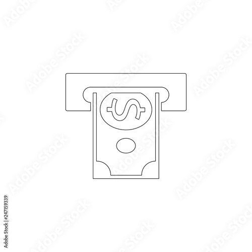 Withdraw Money In Banknotes from ATM. auto money machine. flat vector icon photo