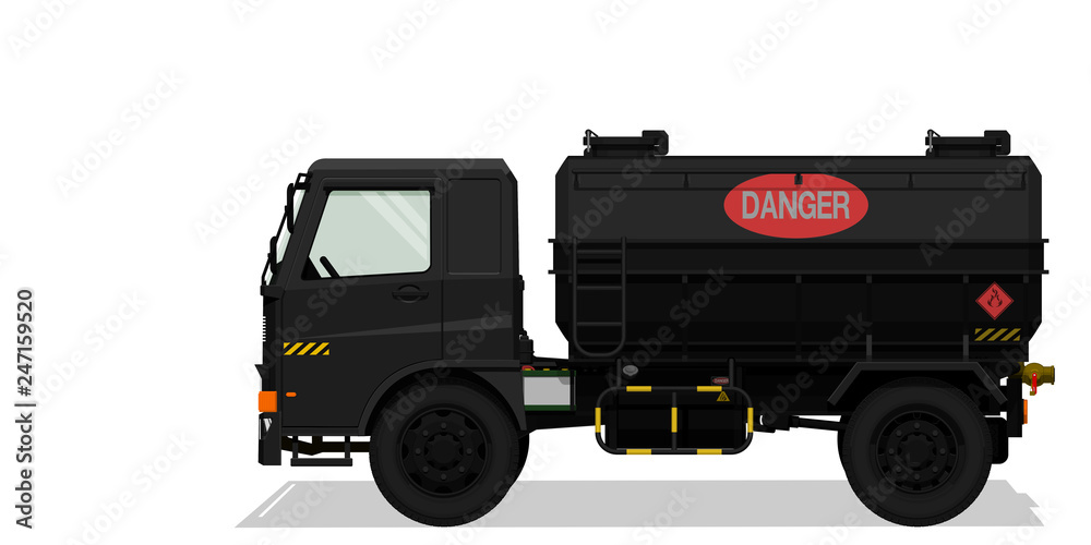 Isolated dangerous tanker truck on transparent background Isolated dangerous tanker truck on transparent background