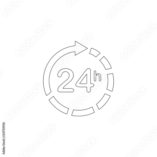 24 hours around clock. flat vector icon