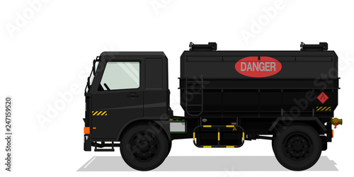 Isolated dangerous tanker truck on transparent background