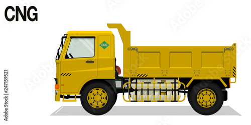 Isolated CNG dump truck on transparent background