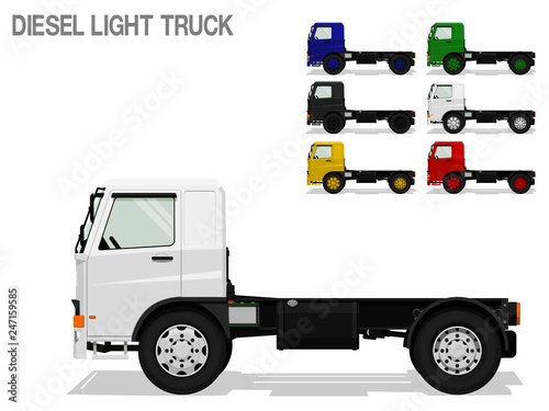 set of colorful light Diesel truck on transparent background