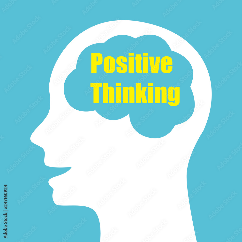 positive thinking head illustration 
