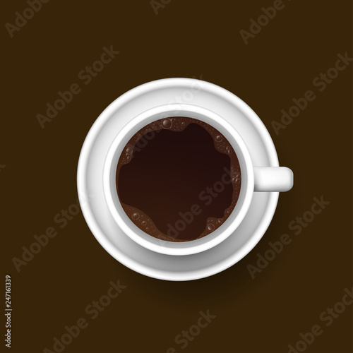 Coffee in white cups ,Coffee Poster Advertisement, Vector Illustration
