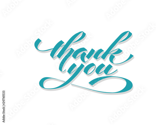 Thank you - hand lettering inscription to holiday design, black and white ink calligraphy