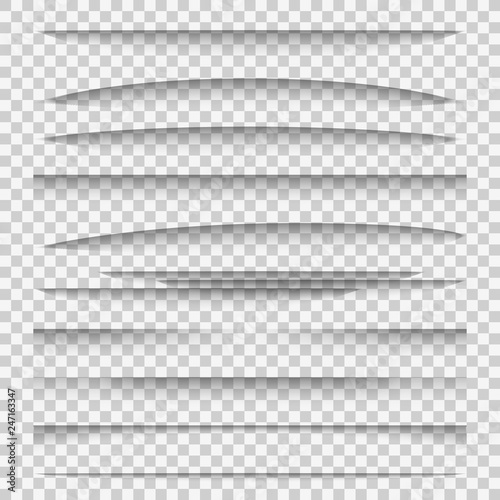 Shadow dividers. Line paper design panel shadow effects divider webpage edge template tabs group, web frame elements