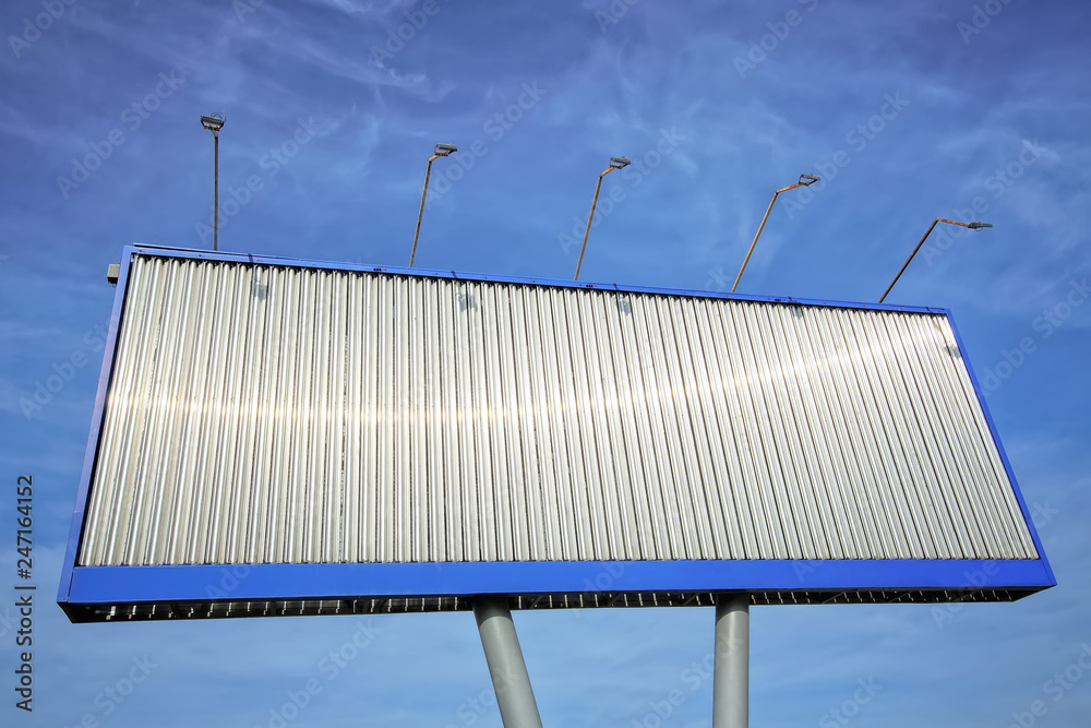 Blank stationary metal billboard outdoor, advertisement concept