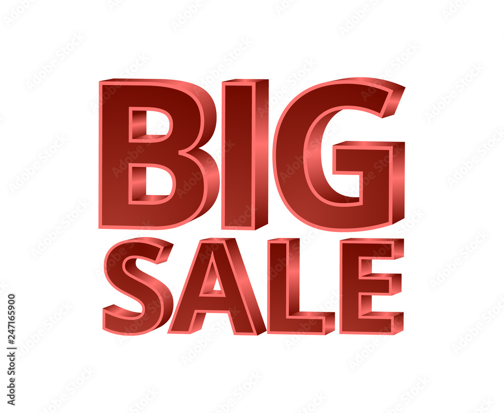 Words Big Sale. Red volume font. Words Big Sale. Red volume font.
