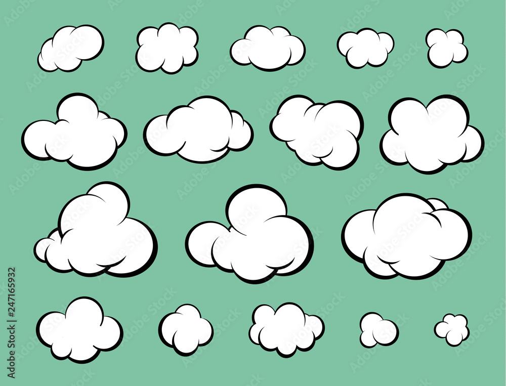 Obraz premium Set of clouds. Comic style.