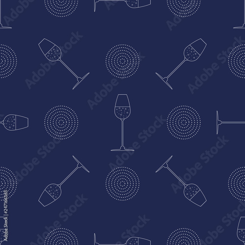 abstract seamless pattern with glass of champagne. alcoholic drink print for bars