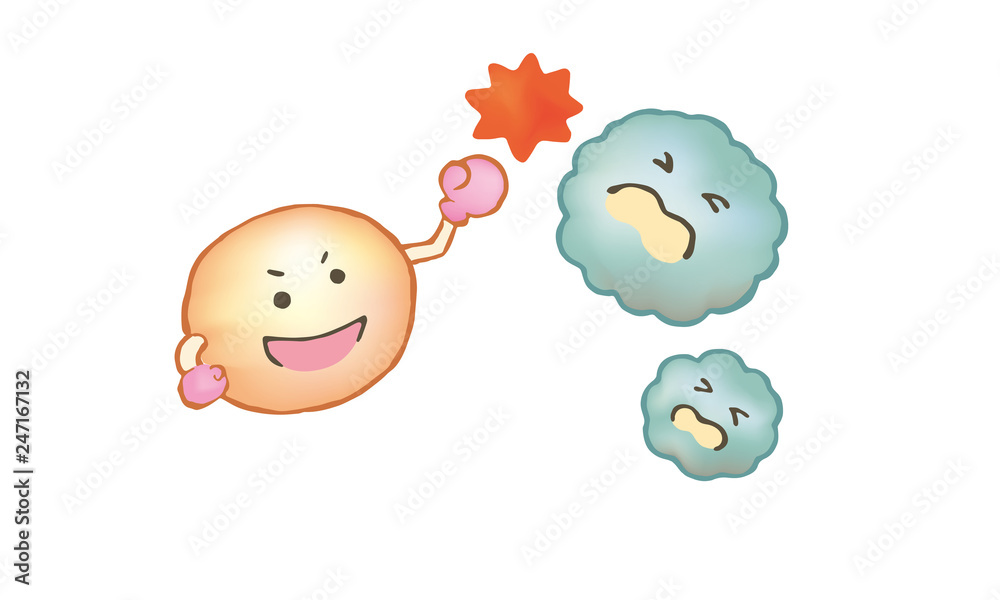 ウィルス 菌 細胞 戦う やっつける 擬人化 がん 免疫 免疫細胞 Stock ベクター Adobe Stock